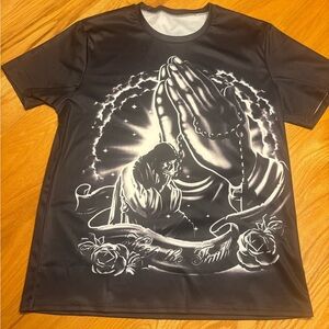 Keep The Faith Prayer Shirt Mens XL Black Pullover Short Sleeve
